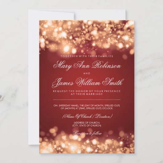 Elegant Wedding Save the Date Lights Gold (Voorkant)