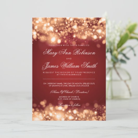 Elegant Wedding Save the Date Lights Gold (Staand voorkant)