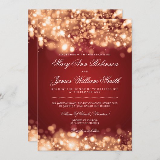 Elegant Wedding Save the Date Lights Gold (Voorkant / Achterkant)