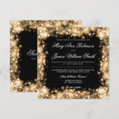 Elegant Wedding Save the Date Lights Gold (Voorkant / Achterkant)