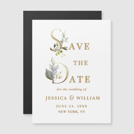 Elegant Wedding Save the Date Magnetic Card (Voorkant / Achterkant)