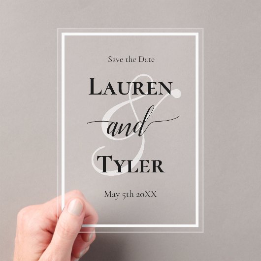 Elegant Wedding Save the Date - Monogram Template Acryl Uitnodigingen (Insitu (Draagbaar))