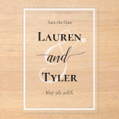 Elegant Wedding Save the Date - Monogram Template Acryl Uitnodigingen (Voorkant)