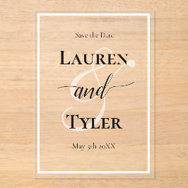 Elegant Wedding Save the Date - Monogram Template Acryl Uitnodigingen