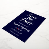 Elegant Wedding Save the Date Navy Blue Silver Folie Uitnodiging (Gedraaid)