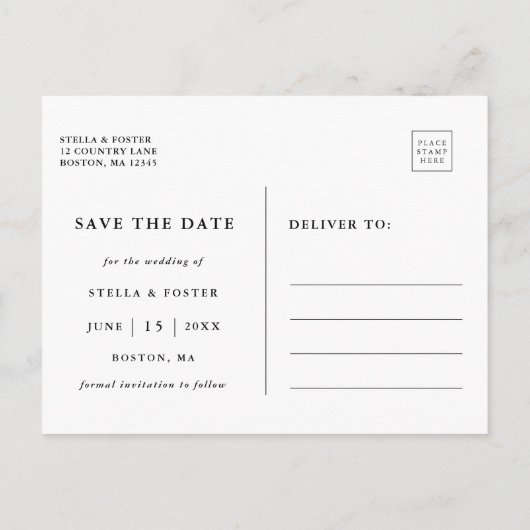 Elegant Wedding Save the Date Photo Aankondigingskaart (Achterkant)