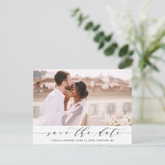 Elegant Wedding Save the Date Photo Aankondigingskaart (Staand voorkant)