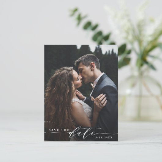 Elegant Wedding Save the Date Photo Briefkaart (Staand voorkant)