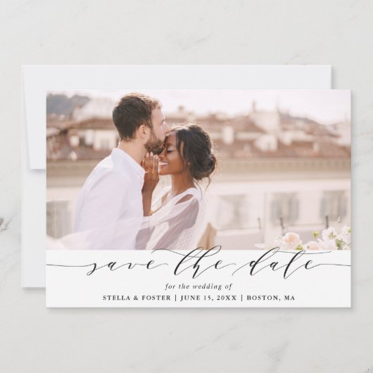 Elegant Wedding Save the Date Photo Card (Voorkant)