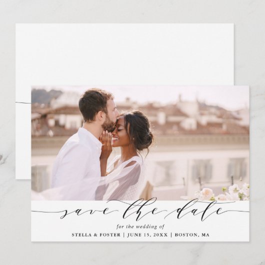 Elegant Wedding Save the Date Photo Card (Voorkant / Achterkant)