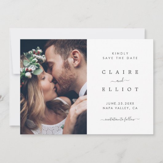 Elegant Wedding Save the Date Photo Card (Voorkant)
