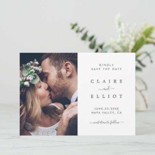 Elegant Wedding Save the Date Photo Card (Staand voorkant)