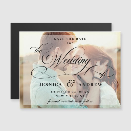 Elegant Wedding Save the Date PHOTO Magnetic Kaart (Voorkant / Achterkant)