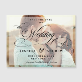 Elegant Wedding Save the Date PHOTO Magnetic Kaart