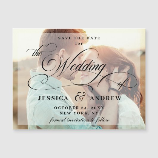 Elegant Wedding Save the Date PHOTO Magnetic Kaart (Voorkant)