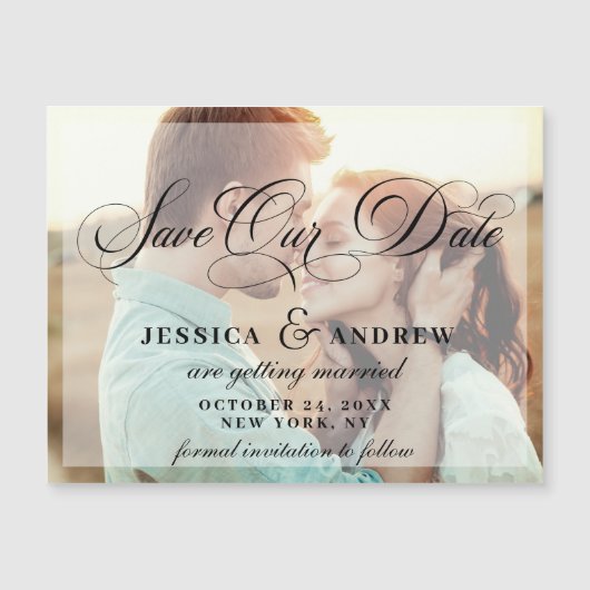 Elegant Wedding Save the Date PHOTO Magnetic Kaart (Voorkant)