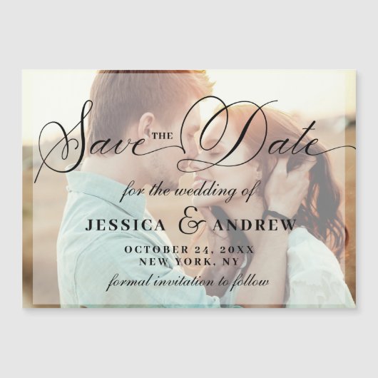 Elegant Wedding Save the Date PHOTO Magnetic Kaart (Voorkant)