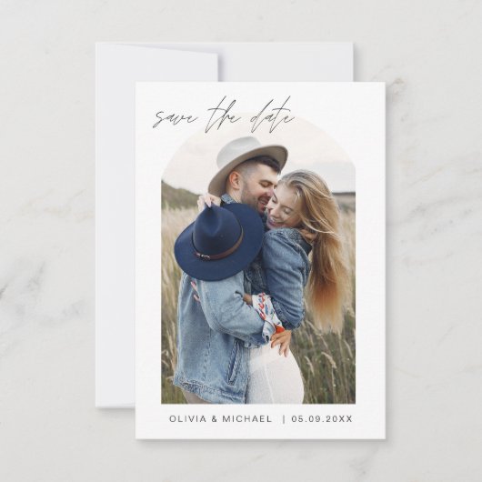 Elegant Wedding Save the Date Photo Minimalist (Voorkant)