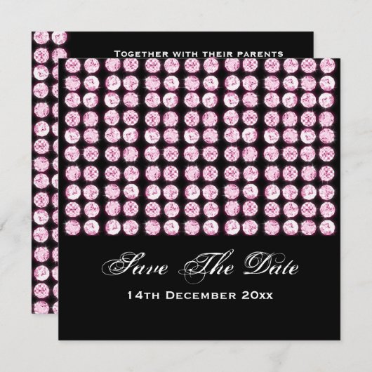 Elegant Wedding Save the Date Pink Diamonds (Voorkant / Achterkant)