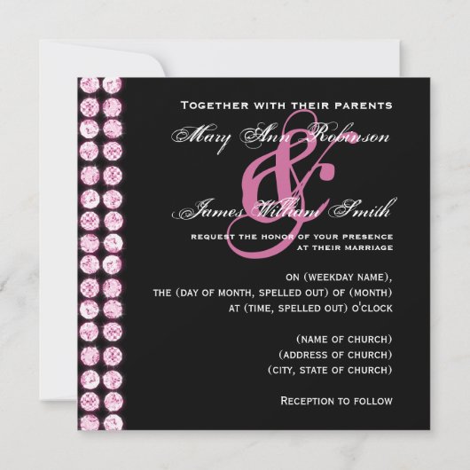 Elegant Wedding Save the Date Pink Diamonds (Achterkant)
