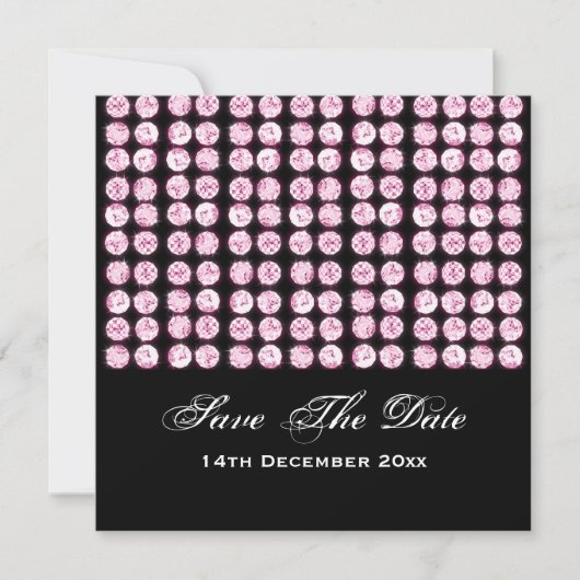 Elegant Wedding Save the Date Pink Diamonds (Voorkant)