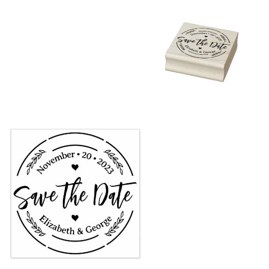 Elegant Wedding Save the Date Rubberstempel (Gestempeld)