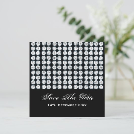 Elegant Wedding Save the Date Silver Diamonds (Staand voorkant)