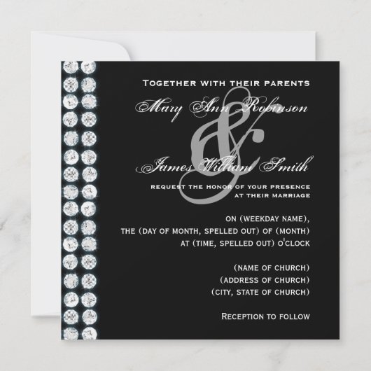 Elegant Wedding Save the Date Silver Diamonds (Achterkant)