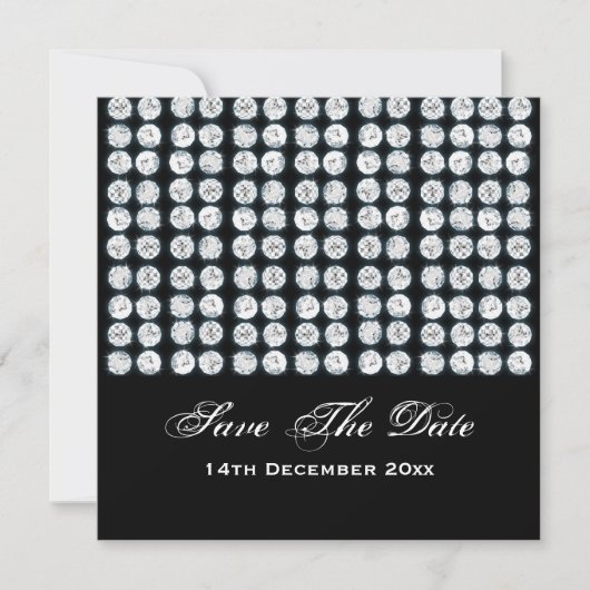 Elegant Wedding Save the Date Silver Diamonds (Voorkant)