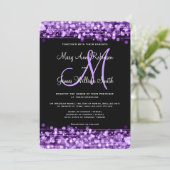 Elegant Wedding Save the Date Sparkles Paars (Staand voorkant)