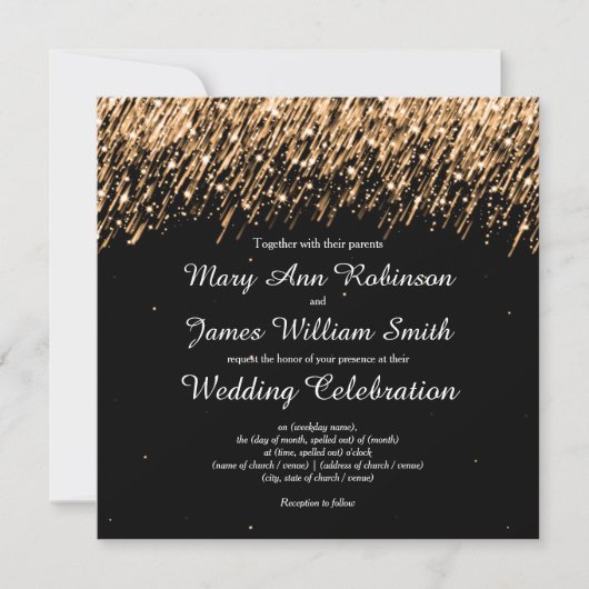 Elegant Wedding Save the Date Stars Gold (Voorkant)