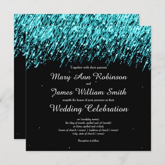 Elegant Wedding Save the Date Stars Turquoise (Voorkant / Achterkant)