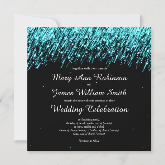 Elegant Wedding Save the Date Stars Turquoise (Voorkant)