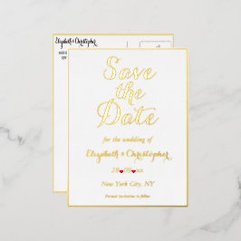 Elegant Wedding Save the Date White Faux Gold Folie Uitnodiging Briefkaart