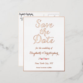 Elegant Wedding Save the Date White Rose Gold Folie Uitnodiging Briefkaart