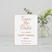 Elegant Wedding Save the Date White Rose Gold Folie Uitnodiging Briefkaart (Staand Voorkant)