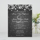 Elegant Wedding Save the Date Winter Sparkle Black (Staand voorkant)