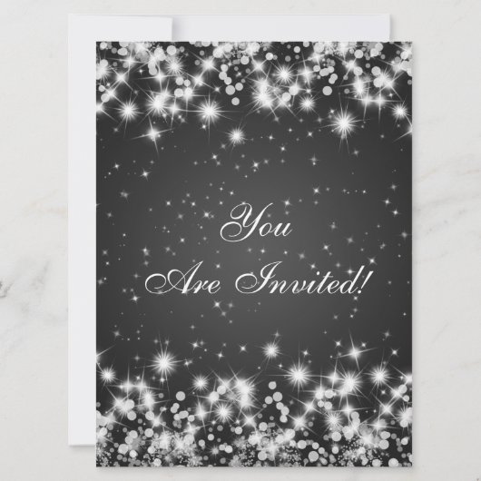 Elegant Wedding Save the Date Winter Sparkle Black (Achterkant)