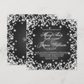 Elegant Wedding Save the Date Winter Sparkle Black (Voorkant / Achterkant)