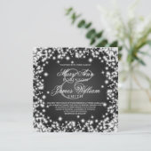 Elegant Wedding Save the Date Winter Sparkle Black (Staand voorkant)