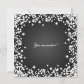 Elegant Wedding Save the Date Winter Sparkle Black (Achterkant)