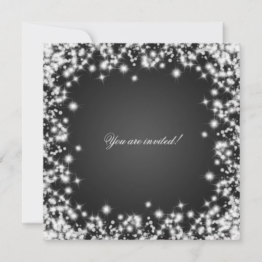 Elegant Wedding Save the Date Winter Sparkle Black (Achterkant)