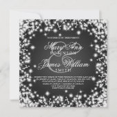 Elegant Wedding Save the Date Winter Sparkle Black (Voorkant)
