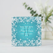 Elegant Wedding Save the Date Winter Sparkle Blue (Staand voorkant)