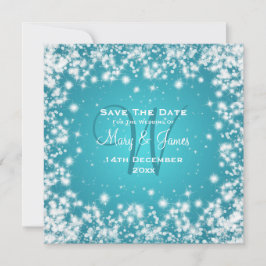 Elegant Wedding Save the Date Winter Sparkle Blue