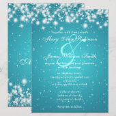 Elegant Wedding Save the Date Winter Sparkle Blue (Voorkant / Achterkant)