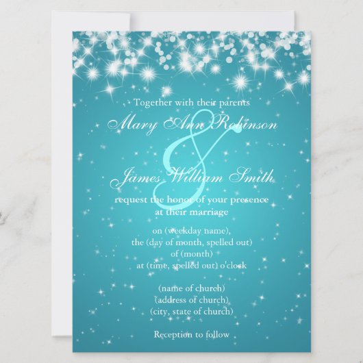 Elegant Wedding Save the Date Winter Sparkle Blue (Voorkant)