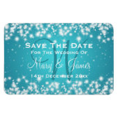 Elegant Wedding Save the Date Winter Sparkle Blue Magneet (Horizontaal)
