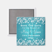 Elegant Wedding Save the Date Winter Sparkle Blue Magneet (Voorkant / Achterkant)