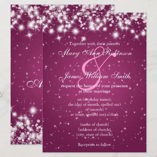 Elegant Wedding Save the Date Winter Sparkle Pink (Voorkant / Achterkant)